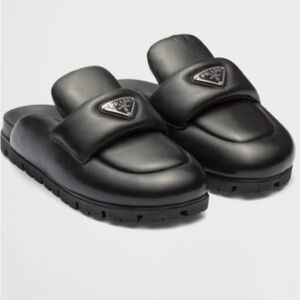 Prada Black Padded Nappa Leather Slide Sabot
